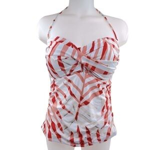 La Blanca Peach White Palms Bikini Swimsuit Top